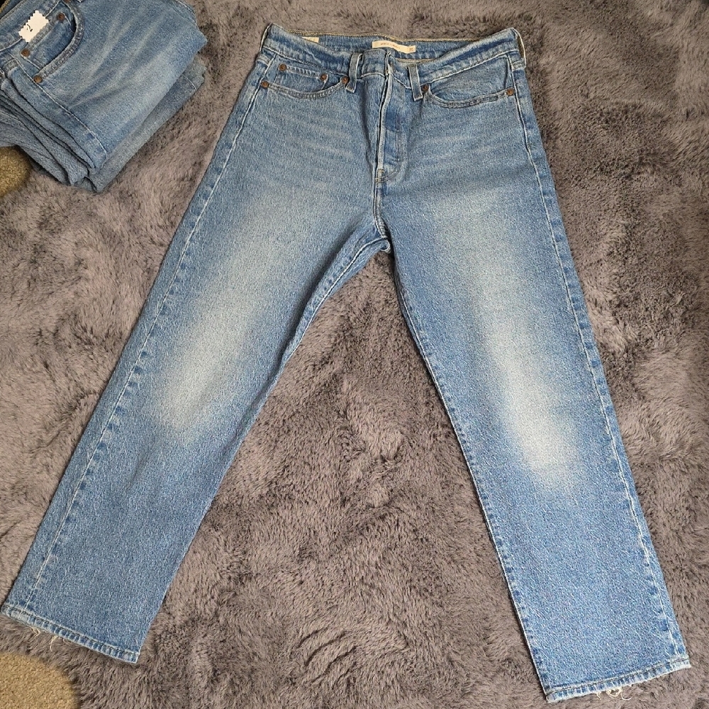 Levi's Blue Denim with Tan Leather Patch